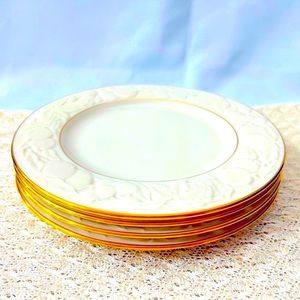 5 New Lenox salad plates with GOLD trim (5 pieces) USA. New with tag. Mint A1630